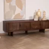 Meuble TV bas 4 portes 180 cm en manguier massif "Odessa" teinte noyer