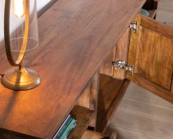 Meuble TV 175cm ethnique acacia massif pieds métal noir 