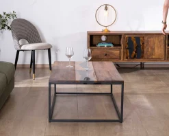 Meuble TV 175cm ethnique acacia massif pieds métal noir 