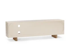 Meuble TV contemporain aspect béton sablé et acacia 