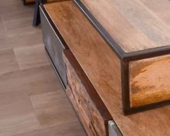 Meuble TV contemporain multi matériaux avec éclairage LED "Mezzo"