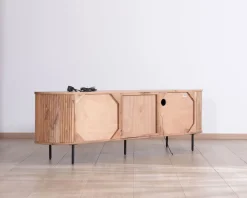 Meuble TV design rétro 175 cm "Bopee" avec éclairage LED