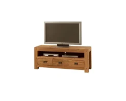 Meuble tv en bois avec rangements 3 tiroirs 1 niche "Lodge Casita"
