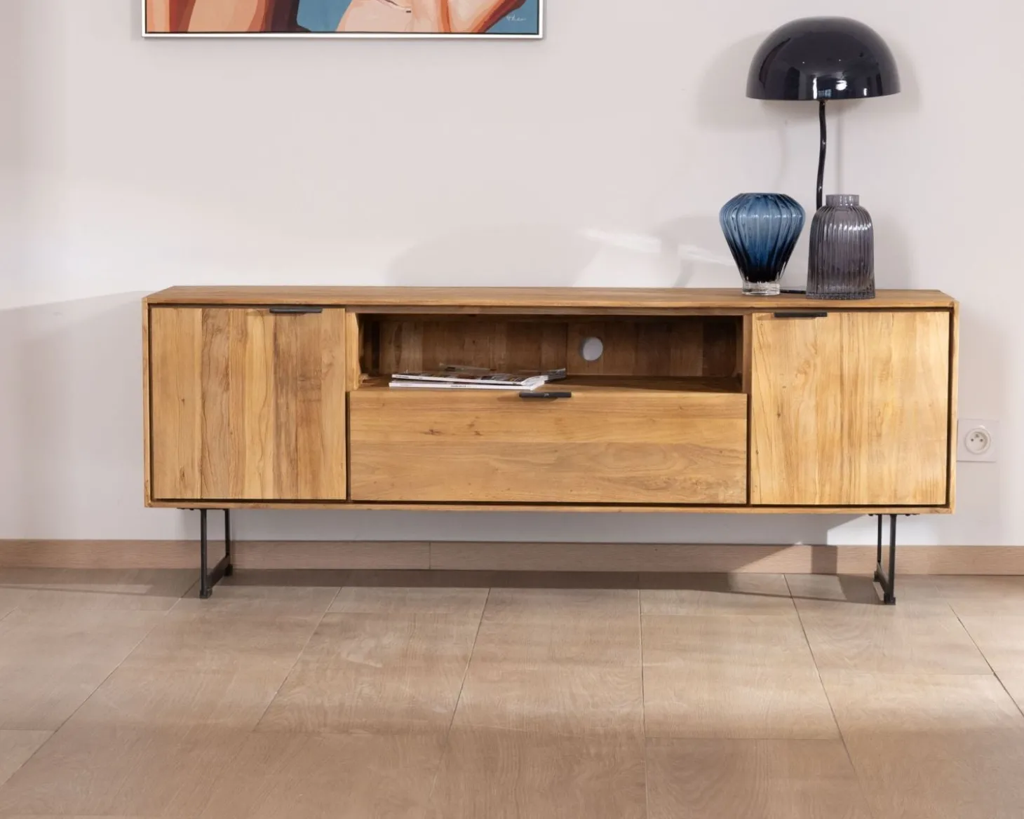 Meuble TV en teck recyclé "Bahia" style rétro