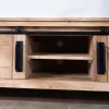 Meuble TV industriel 180 cm bois et métal 2 portes 2 niches "Montréal"