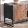 Meuble TV industriel 175 cm acacia et métal noir "Cachou Chic"