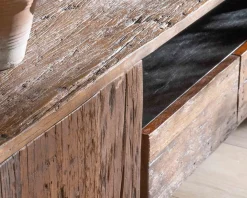 Meuble TV industriel 175 cm acacia et métal noir "Cachou Chic"
