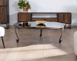 Meuble TV industriel 175 cm acacia et métal noir 