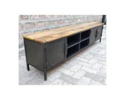 Meuble TV noir en métal et bois 