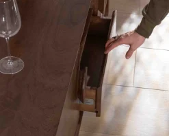 Meuble TV néo-rétro en manguier massif foncé 150 cm 