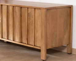 Meuble TV rétro-chic en manguier massif naturel 180 cm « Sicaly »