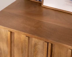 Meuble TV rétro-chic en manguier massif naturel 180 cm « Sicaly »