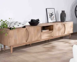 Meuble TV XXL 265cm en manguier massif 4 portes et 1 tiroir