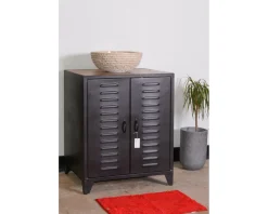 Meuble vasque de salle de bain industriel métal noir