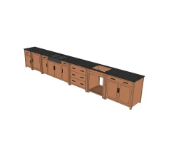 Meuble évier bois massif 2 portes 