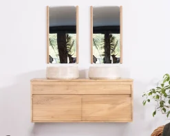 Miroir avec encadrement en chêne huilé design épuré