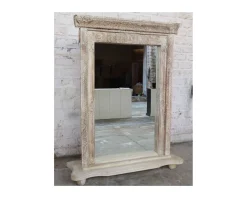Miroir indien avec cadre bois sculpté modèle unique "Vieille Porte"
