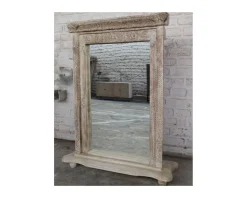 Miroir indien avec cadre bois sculpté modèle unique "Vieille Porte"