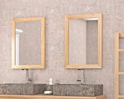 Miroir rectangulaire cadre en teck 50x70 cm