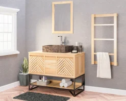 Miroir rectangulaire cadre en teck 50x70 cm