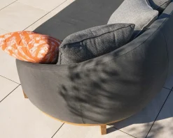 Méridienne d'extérieur design enveloppant "Armando" gris foncé avec coussins coordonnés