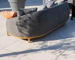 Méridienne d'extérieur design enveloppant "Armando" gris foncé avec coussins coordonnés
