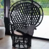 Original fauteuil style Pomare en rotin tressé noir "Taïpa Beach"