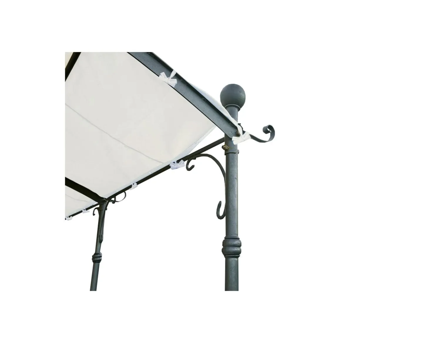 Pergola murale 3 pieds en métal et toit arrondi "Gardénia" 3m60 x 3m