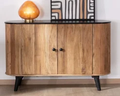 Petit buffet 2 portes bicolore bois et noir style vintage "Boogie"