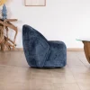 Petit fauteuil d'appoint design épuré en tissu bleu nuit "Marylin" pivotant 360°