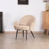 Petit fauteuil esprit scandinave en tissu duveteux beige "Luno"