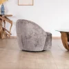 Petit fauteuil pivotant esprit chauffeuse contemporaine en tissu bouclette gris cendré "Marylin"