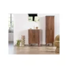 Petit meuble sous vasque en manguier foncé "Malova" 60 cm esprit rétro chic