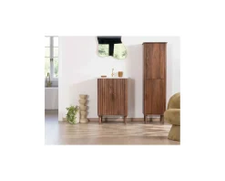 Petit meuble sous vasque en manguier foncé "Malova" 60 cm esprit rétro chic
