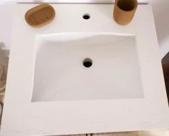 Petit meuble sous vasque en manguier foncé "Malova" 60 cm esprit rétro chic