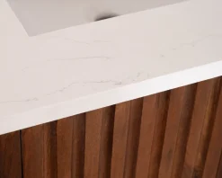 Petit meuble sous vasque en manguier foncé 