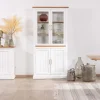 Petit vaisselier blanc en acacia avec portes vitrées "Trégastel"