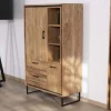 Petit vaisselier en acacia avec portes, niches et tiroirs "Baltik" style industriel