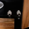 Petit vaisselier vitré esprit contemporain "Olonie" en teck naturel, acacia et métal noir