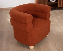 Petite chauffeuse enveloppante design vintage "Wala" en tissu terracotta