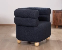 Petite chauffeuse enveloppante en tissu bleu foncé "Wala"