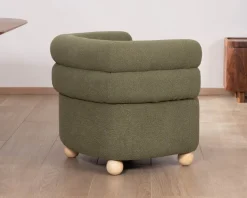 Petite chauffeuse style retro "Wala" en tissu vert kaki