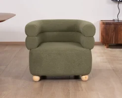 Petite chauffeuse style retro "Wala" en tissu vert kaki