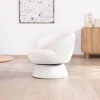 Petite chauffeuse tournante 360° en tissu chenillé blanc "Ladoga"