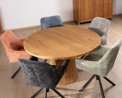 Petite table ronde 130 cm et pied central cannelé style rétro "Winton"