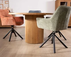 Petite table ronde 130 cm et pied central cannelé style rétro "Winton"