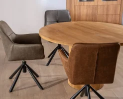 Petite table ronde 130 cm et pied central cannelé style rétro 