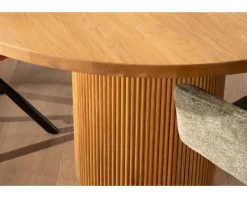 Petite table ronde 130 cm et pied central cannelé style rétro 