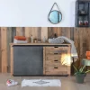 Petite vitrine murale style industriel métal, bois massif, verre "Black Cook"