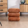 Pouf 3 niveaux pivotants design organique en tissu tramé cuivré « Flow » esprit rétro chic